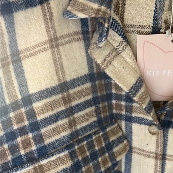 Kittenish Blue and White Plaid Button-Up Shacket -NWT - Picture 7 of 9